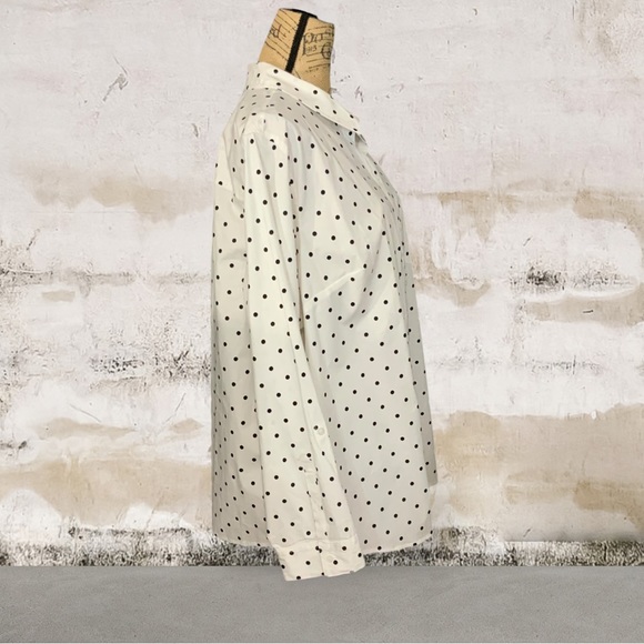 NWT Croft & Barrow Polka Dot Button Down Shirt Long Sleeve black white 3X - Picture 4 of 9